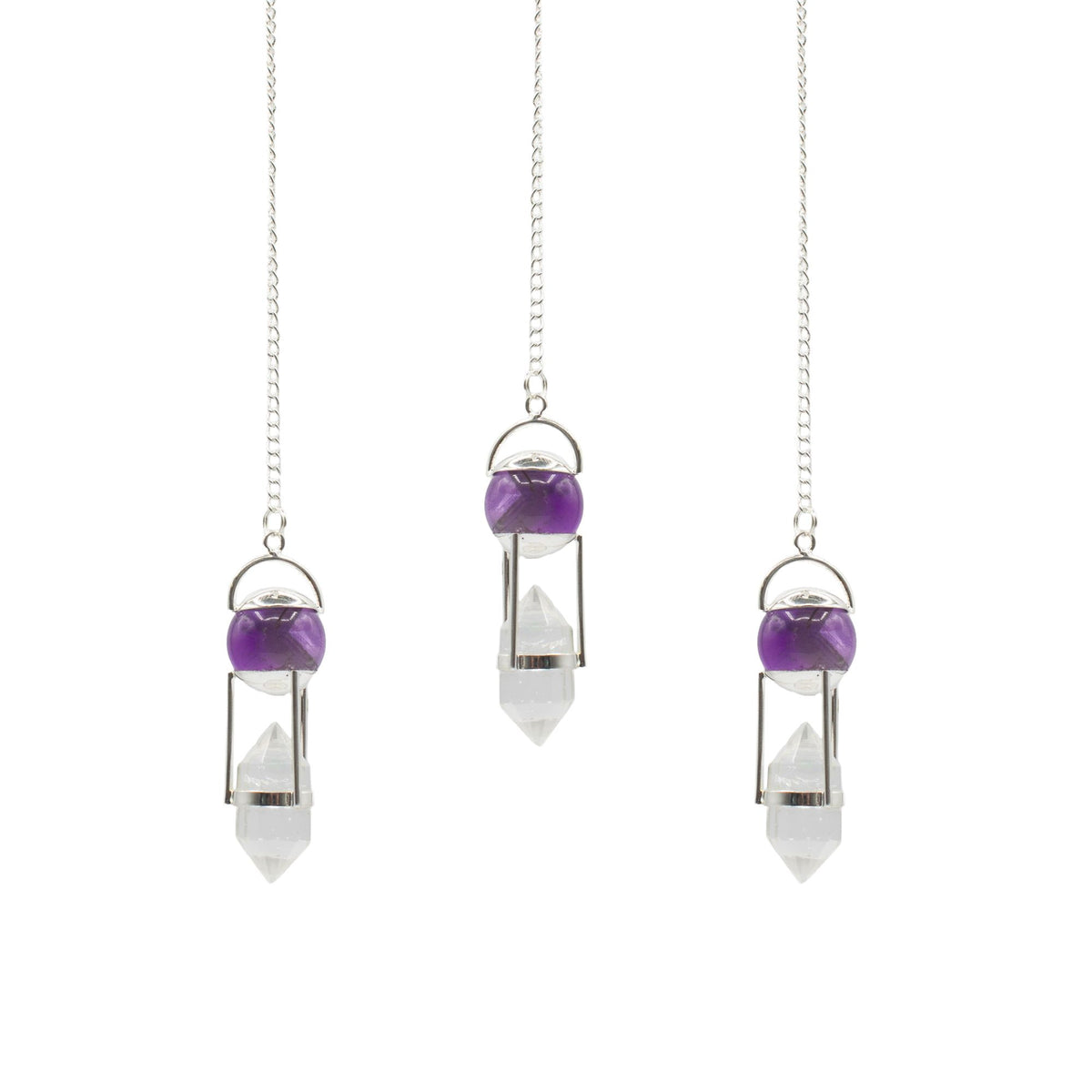 Seeker of Truth – Double Power Pendulum Amethyst Globe Clear Quartz Do – NooEdge UK