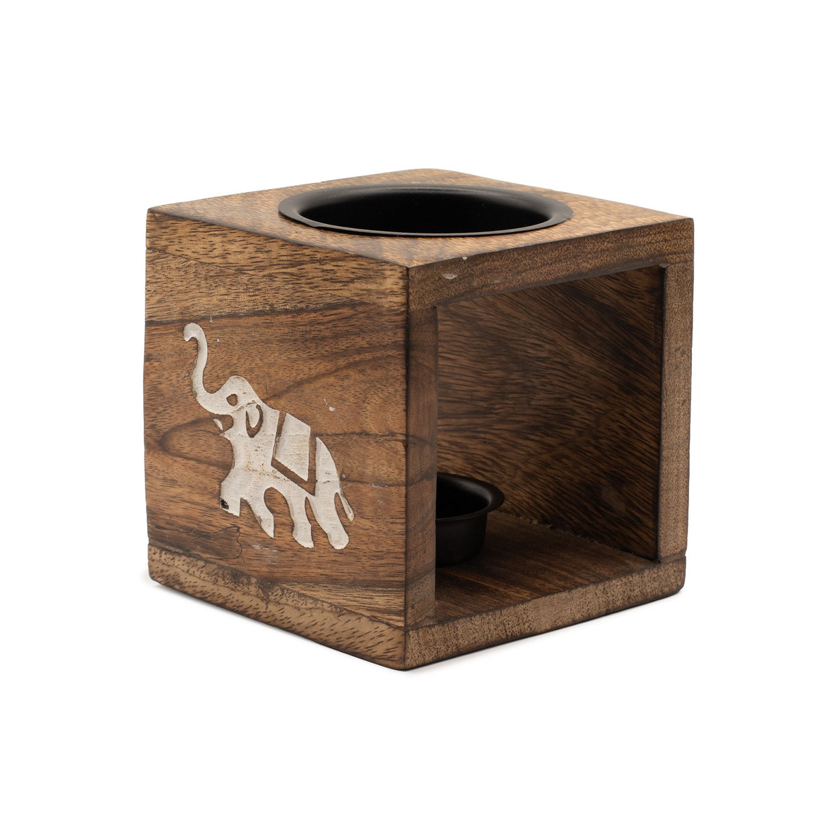 Square Mango Wood Oil Burner – Elephant, NooEdge UK