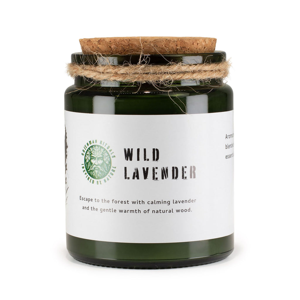 Greenman Woodwick Soy Candle – Wild Lavender detail, NooEdge UK