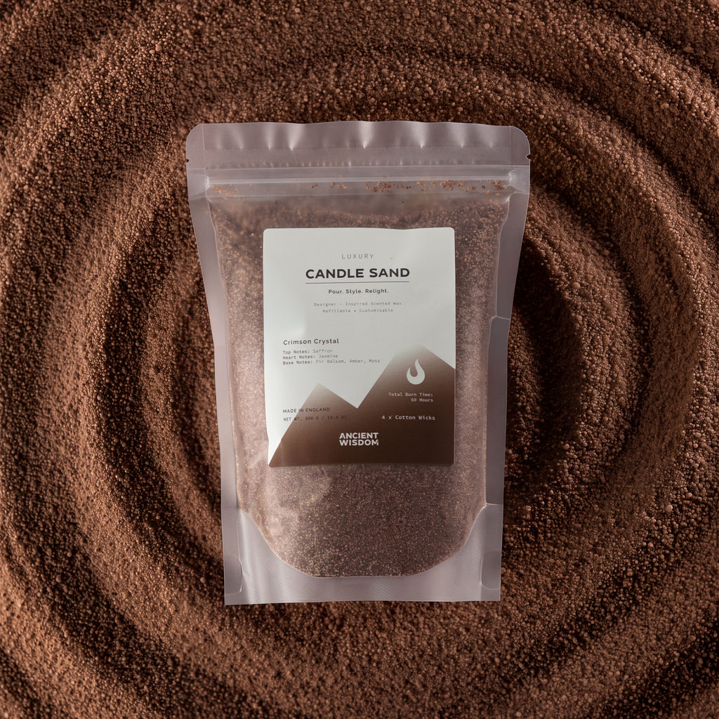 Fragranced Candle Sand – Mocha Brown Crimson Crystal 300g close-up, NooEdge UK