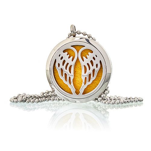 Aromatherapy Diffuser Necklace – Angel Wings 30mm, NooEdge UK
