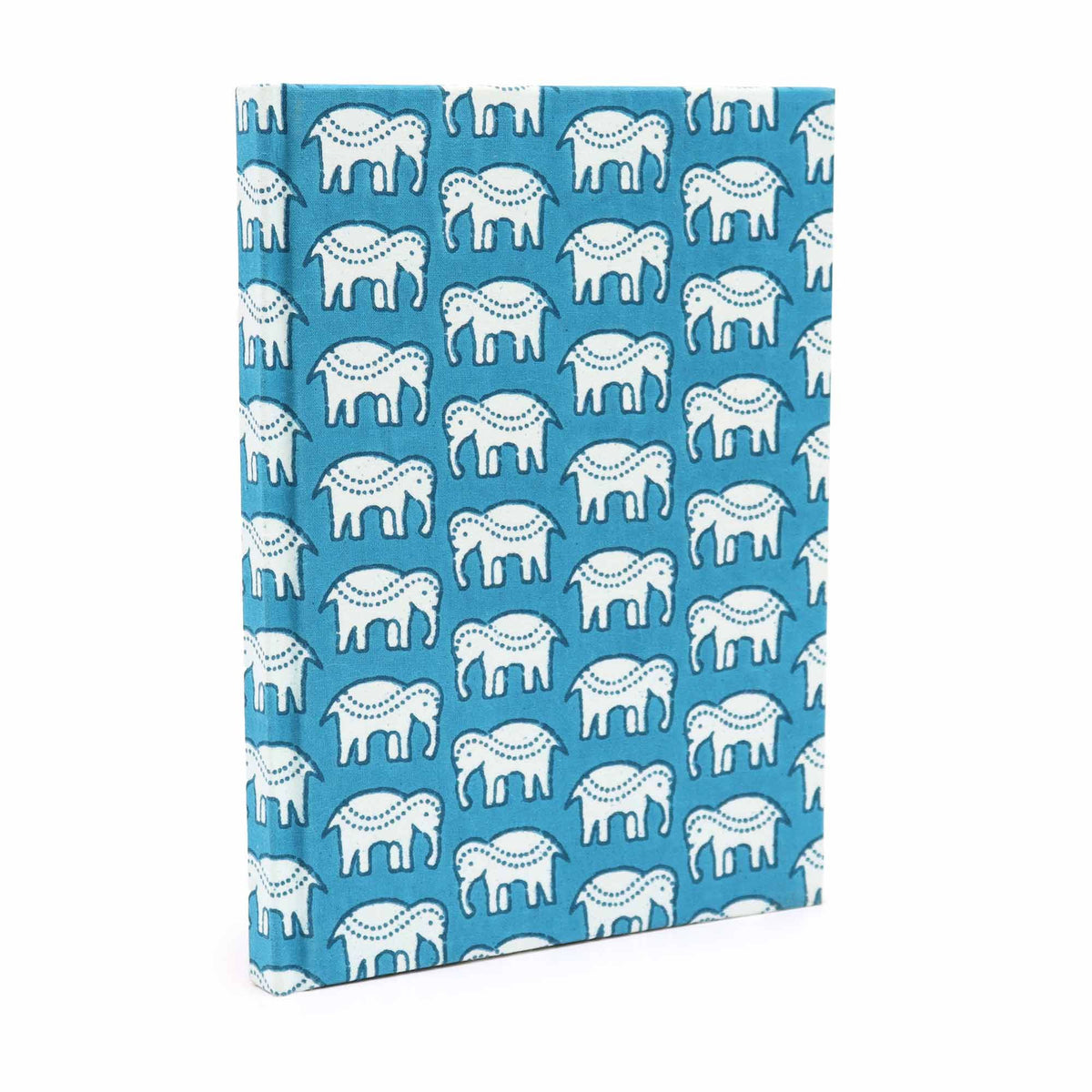 Cotton Bound Notebook 20x15cm 96 Pages – Teal Elephants, NooEdge UK