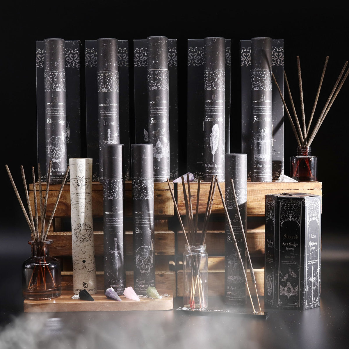 Ancient Witch Spell Incense – Cleansing Rock Crystal Pendulum detail, NooEdge UK