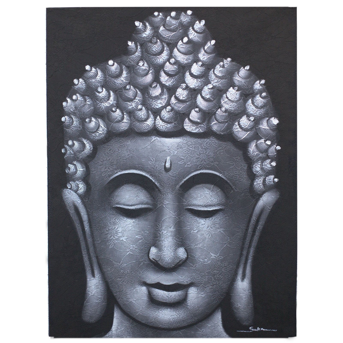 Buddha Painting – Grey Brocade Detail, NooEdge UK