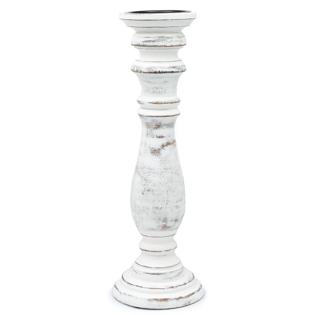 Classic Candle Stand – Whitewash Large detail, NooEdge UK