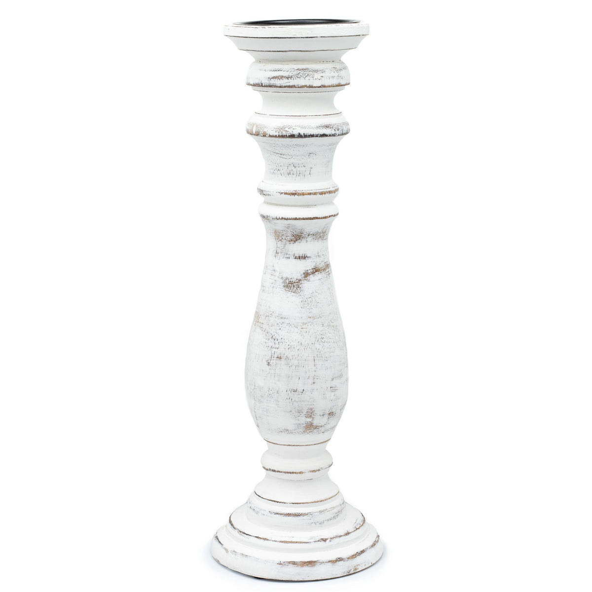Classic Candle Stand – Whitewash Large detail, NooEdge UK