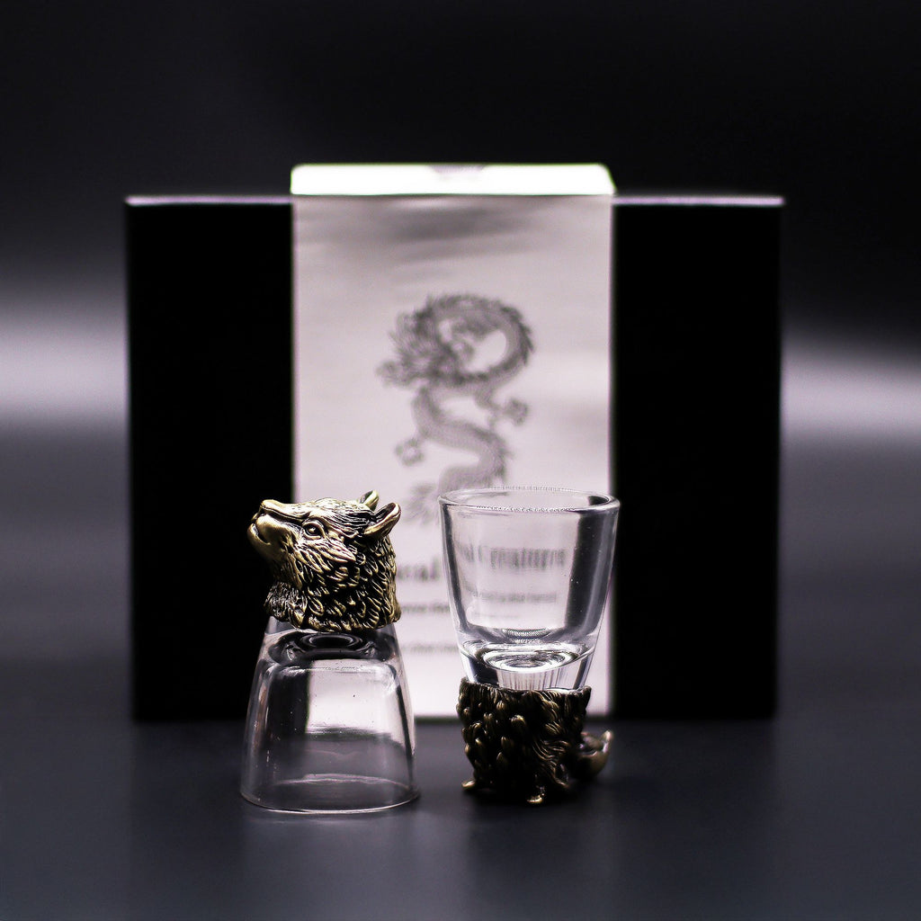 Gift Set of 6 Shot Glasses (50ml) – Wild Forest Creatures Antique Bron alternate view, NooEdge UK