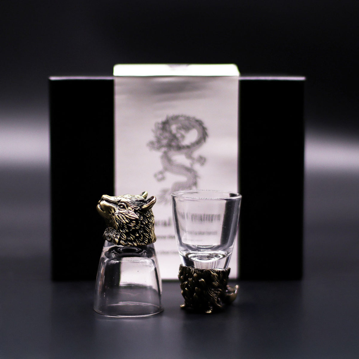 Gift Set of 6 Shot Glasses (50ml) – Wild Forest Creatures Antique Bron alternate view, NooEdge UK