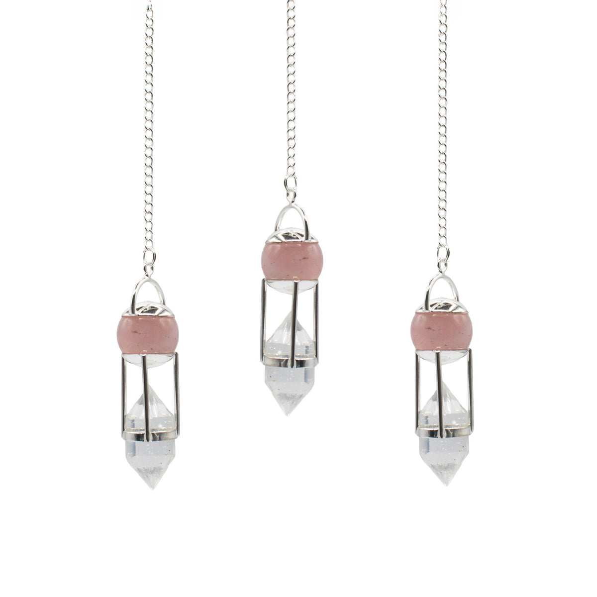 The Heart Whisperer – Double Power Pendulum Rose Quartz Globe Clear Qu – NooEdge UK