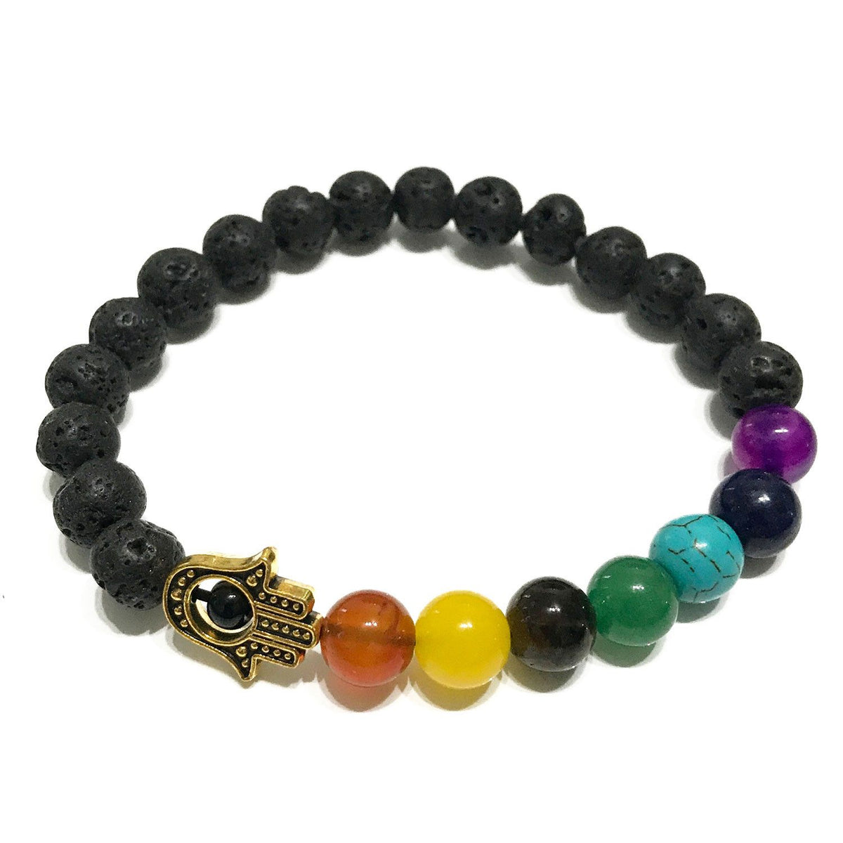 Lava Stone Bracelet – Hamsa Chakra, NooEdge UK