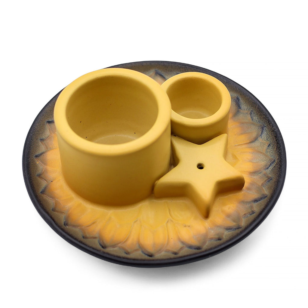 Palo Santo Stick & Smudge Holder Mandala – Sand & Grey, NooEdge UK