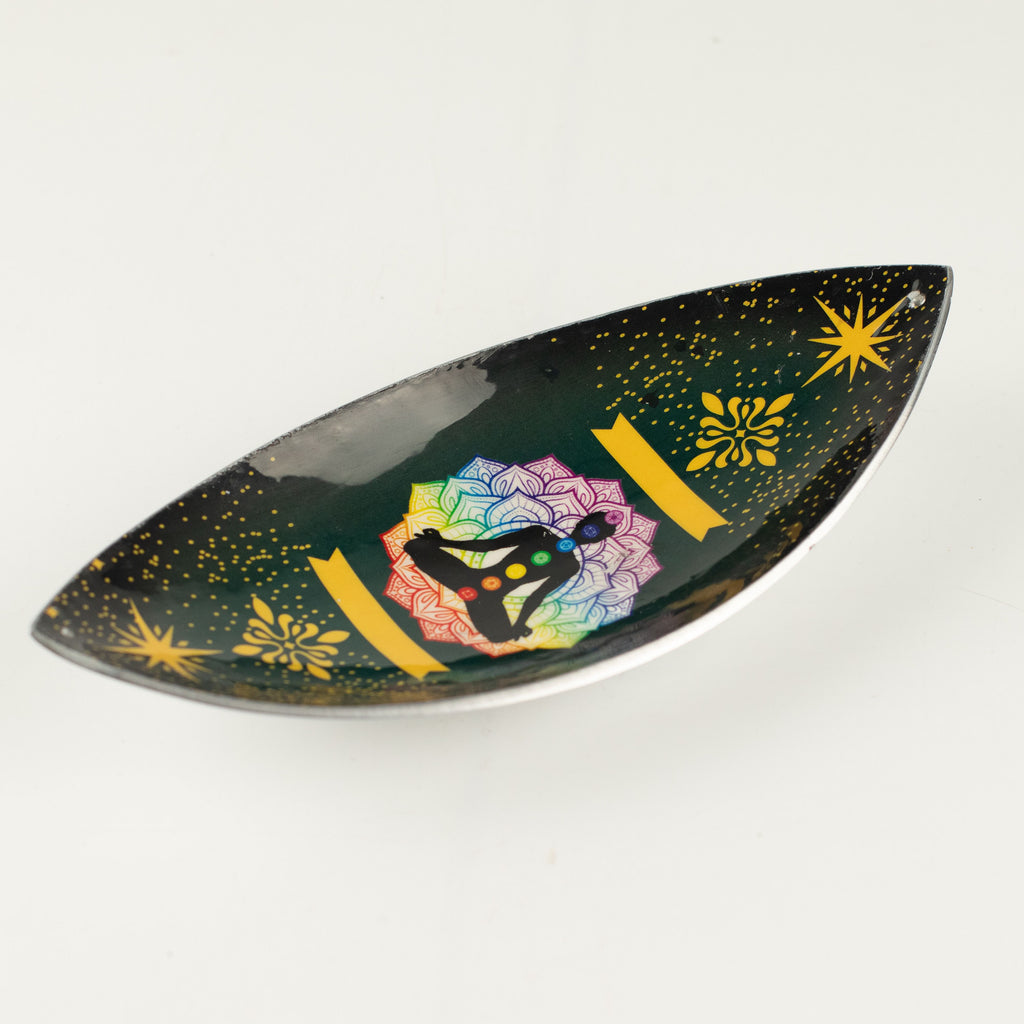 Enamelled Incense Bowl – Aluminium Lotus Buddha Chakra close-up, NooEdge UK