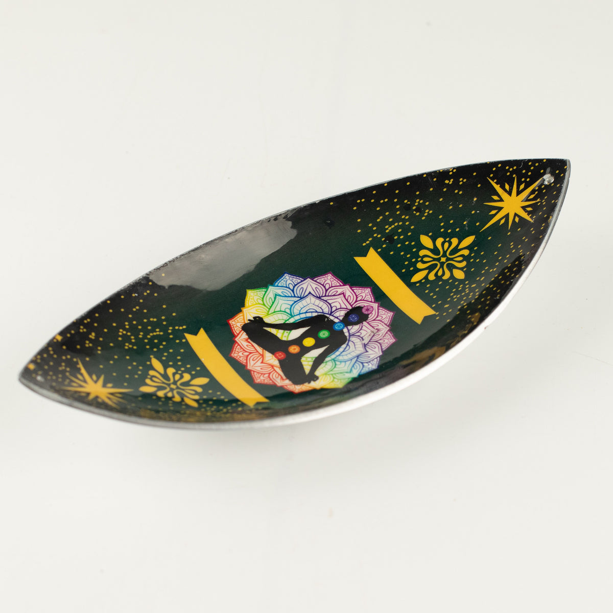 Enamelled Incense Bowl – Aluminium Lotus Buddha Chakra close-up, NooEdge UK