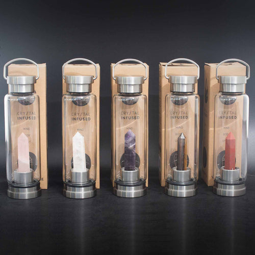 Amethyst Crystal Infused Glass Water Bottle – Obelisk, NooEdge UK
