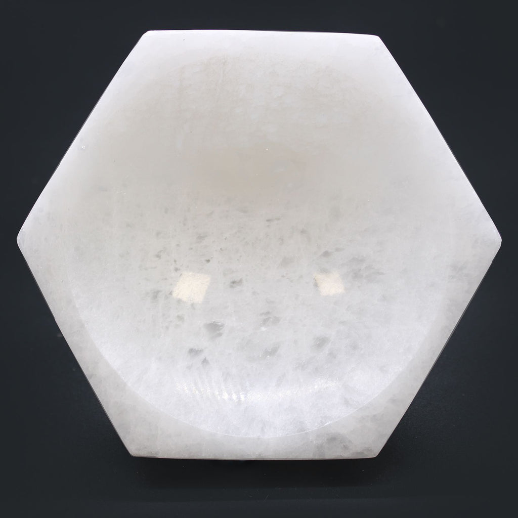 Selenite Hex Bowl – 15cm alternate view, NooEdge UK