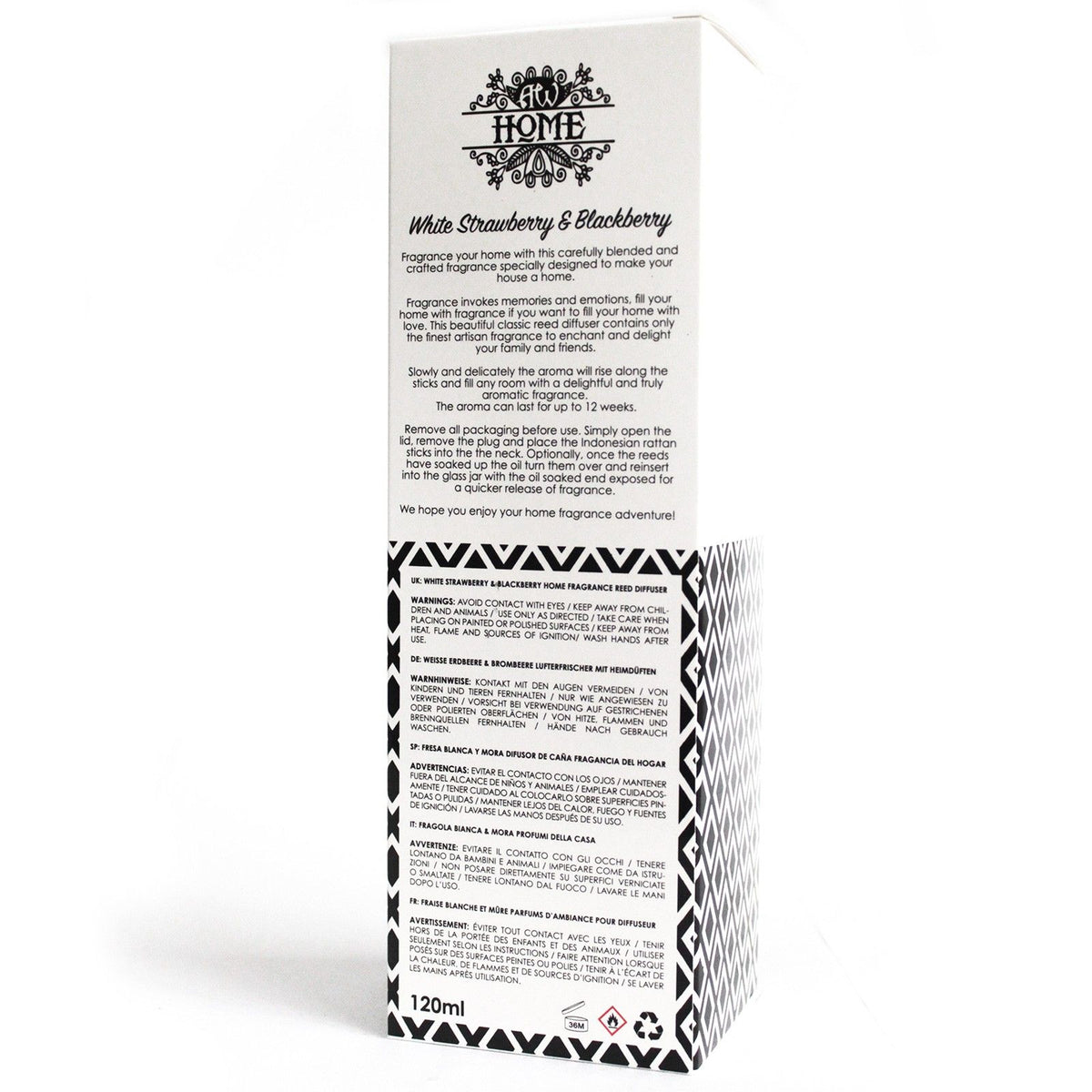 120ml Reed Diffuser – White Strawberry & Blackberry, NooEdge UK