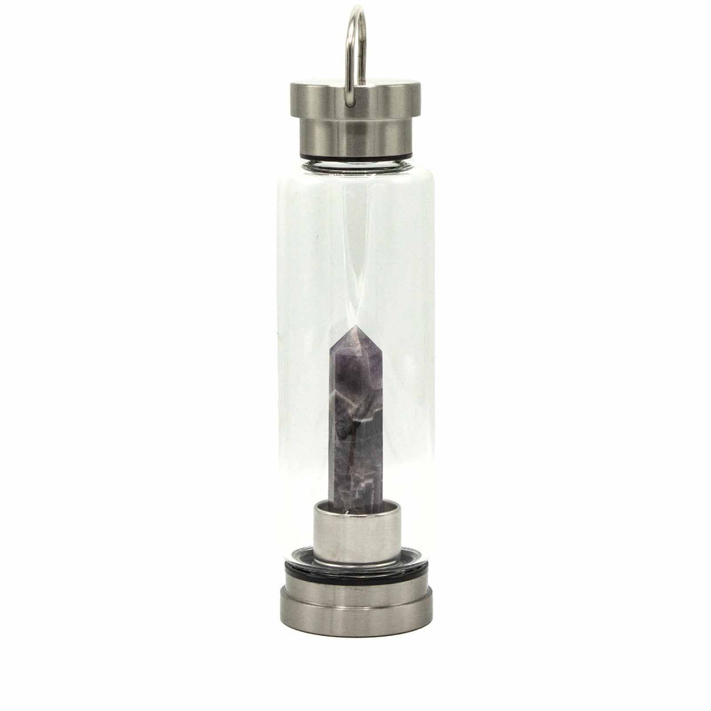 Amethyst Crystal Infused Glass Water Bottle – Obelisk | NooEdge
