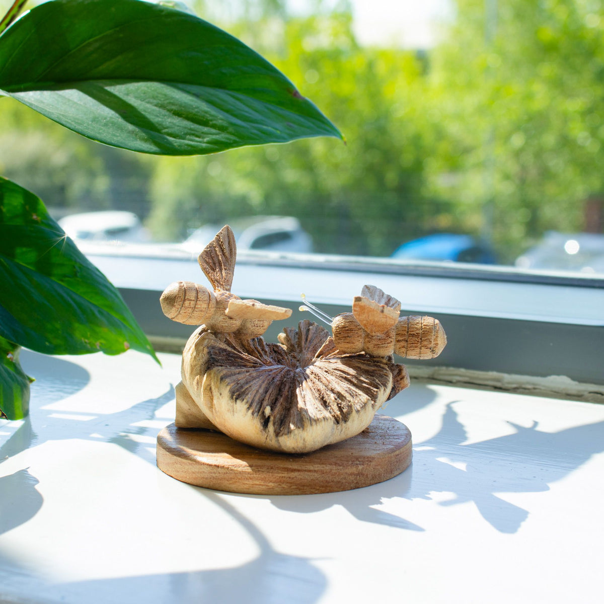 Handmade Parasite Wood Art Carving – alternate angle, NooEdge UK