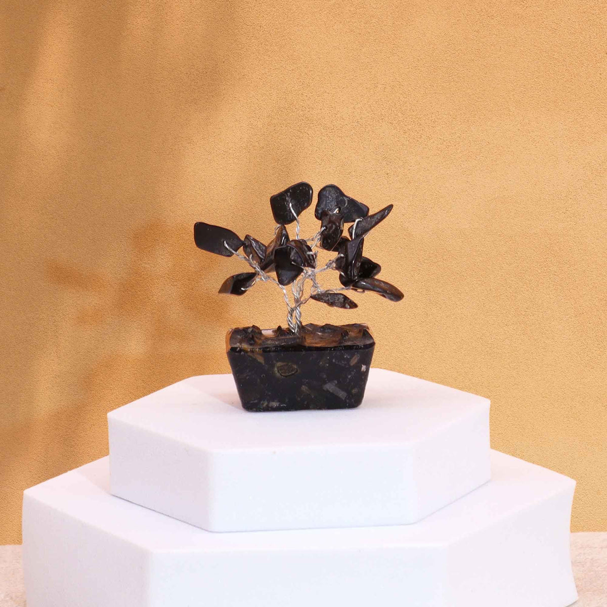 Mini Gemstone Tree on Orgonite Base – Black Agate (15 stones), NooEdge UK