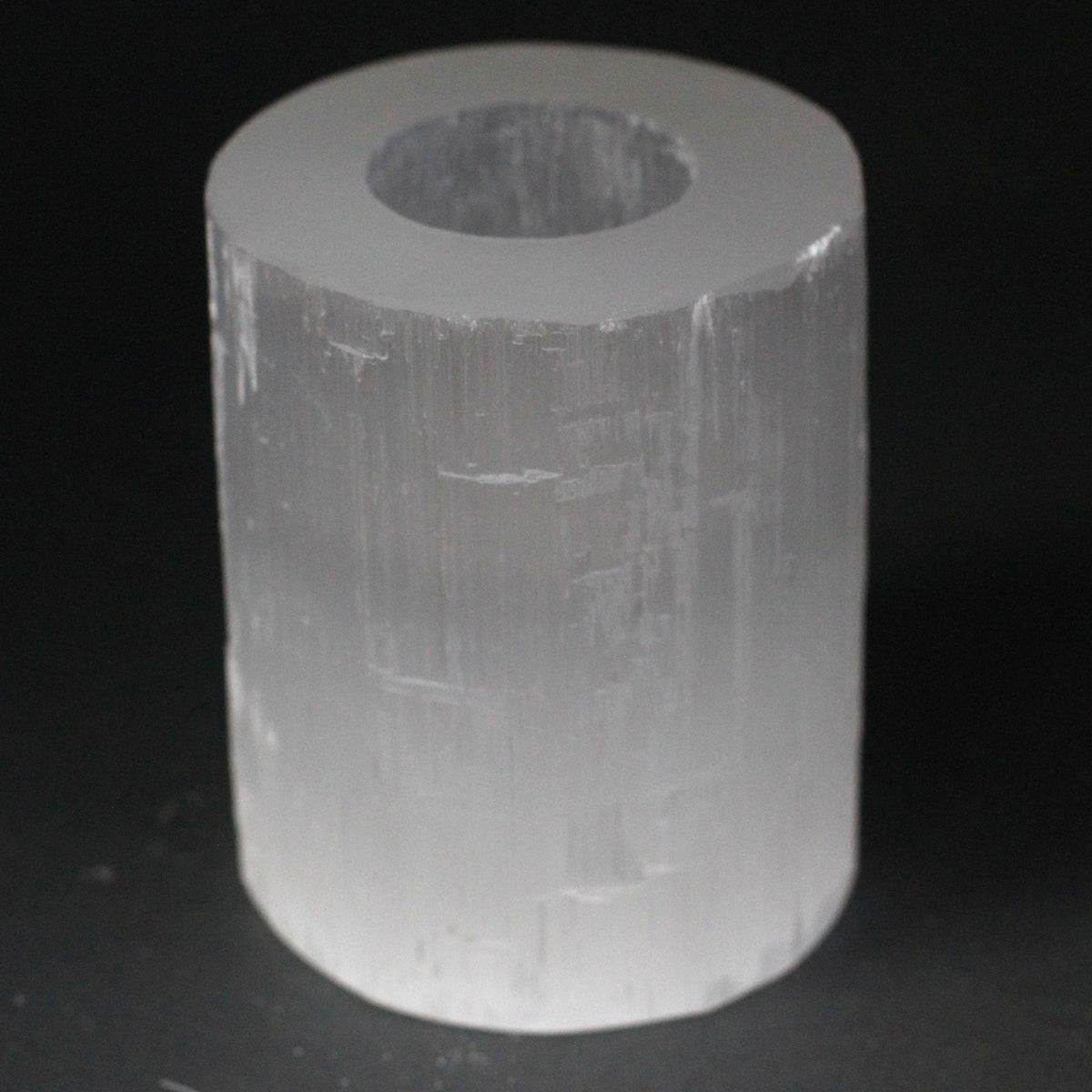 Selenite Cylinder Candle Holder – 10 cm, NooEdge UK
