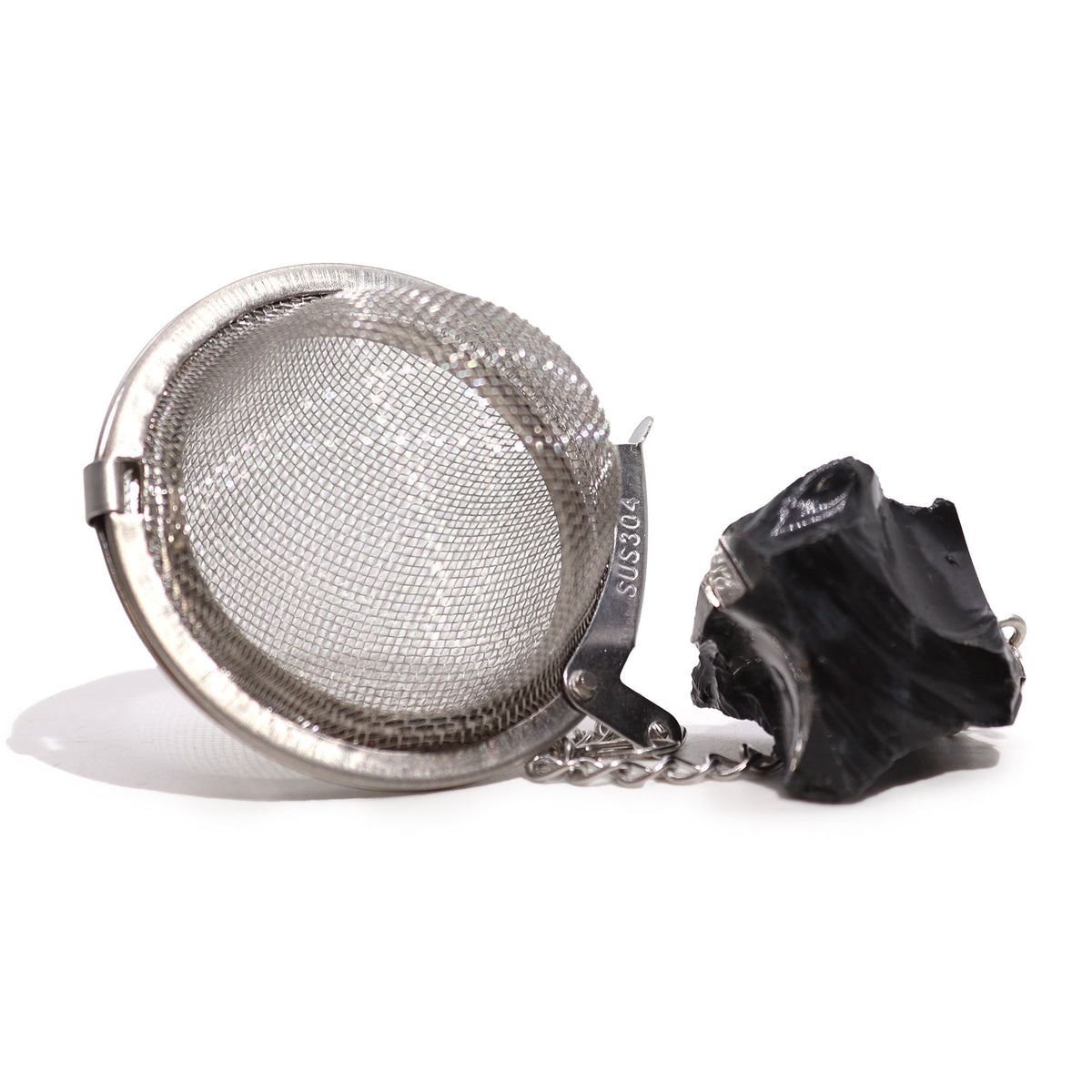 Raw Crystal Gemstone Tea Strainer – Black Obsidian, NooEdge UK