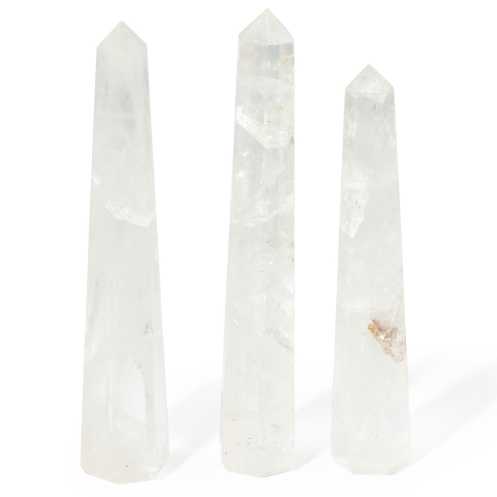 Gemstone Six Face Obelisk Points approx 17cm – Rock Crystal detail, NooEdge UK