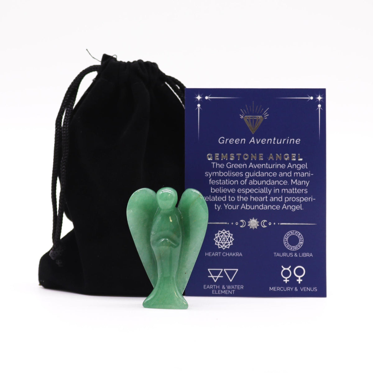 Gemstone Angel Figure – Green Aventurine, NooEdge UK