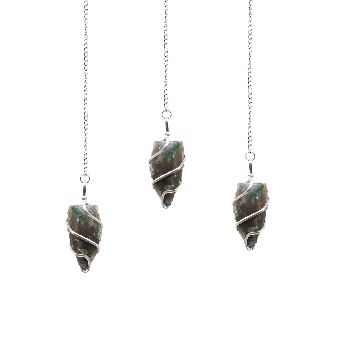 Raw Gemstone Pendulum – Moss Agate, NooEdge UK