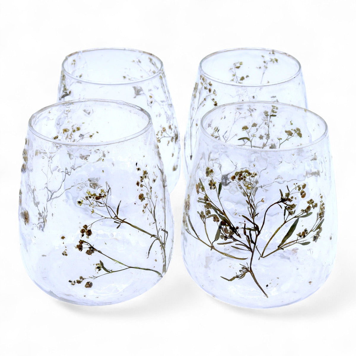 Natural Floral Glass Candle Holder – Margarita Vase (12x11cm), NooEdge UK