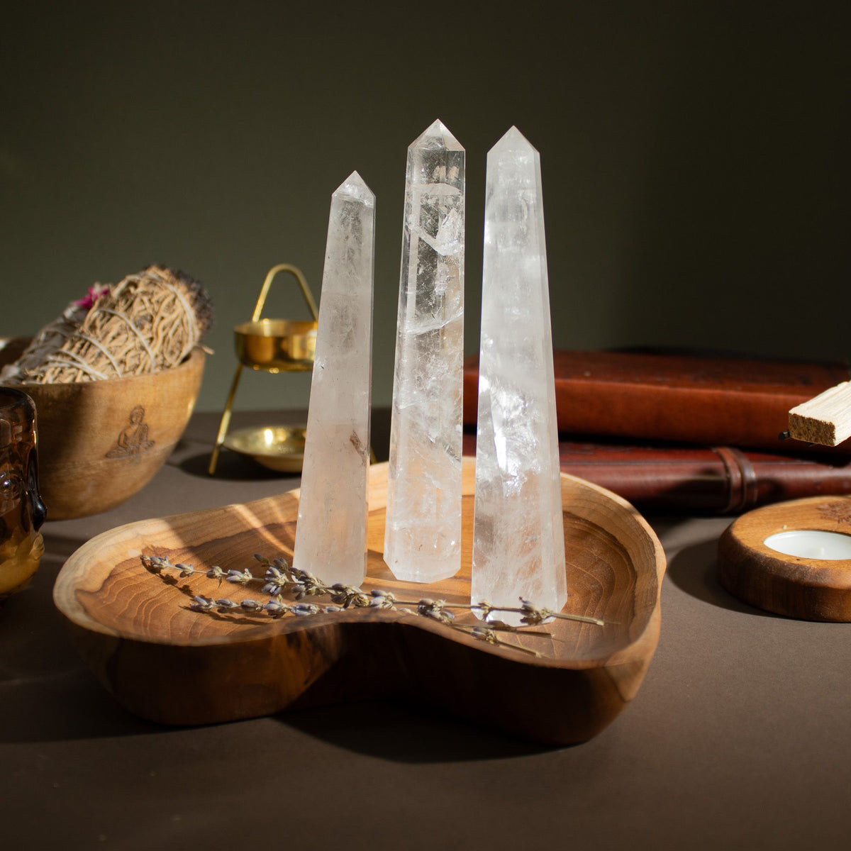 Gemstone Six Face Obelisk Points approx 17cm – Rock Crystal close-up, NooEdge UK
