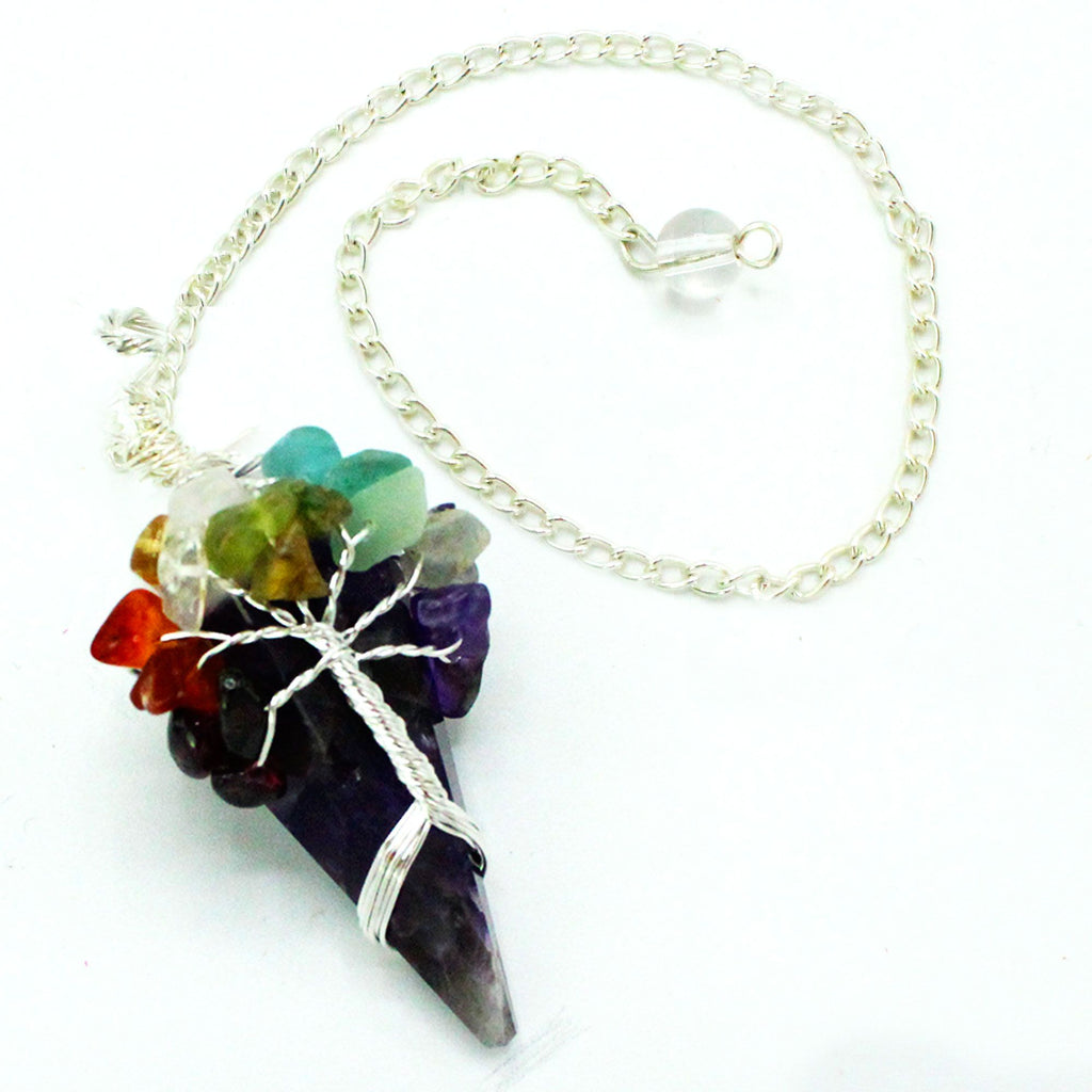 Magic Pendulum – Seven Chakra Amethyst alternate view, NooEdge UK