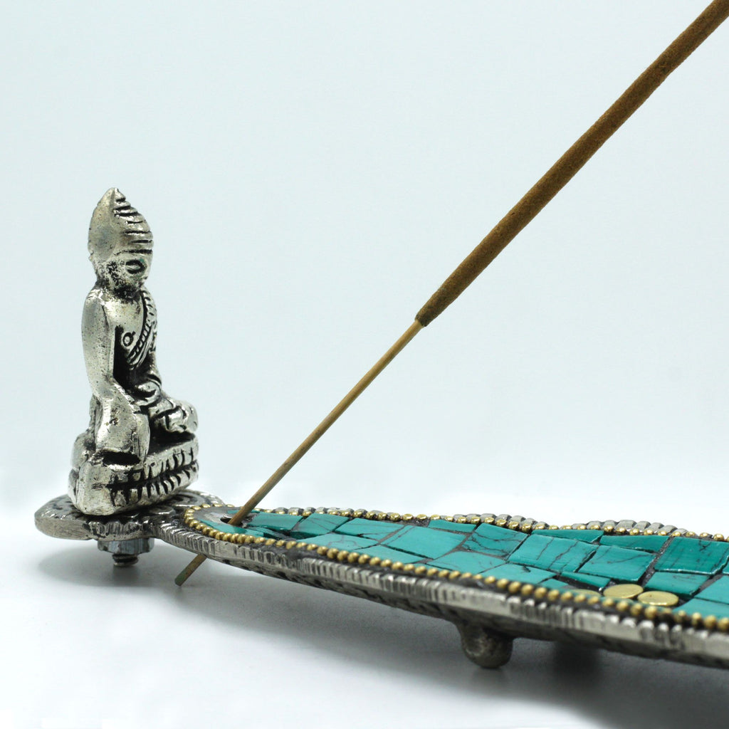 Buddha Long Leaf Tibetan Decor Incense Holder close-up, NooEdge UK