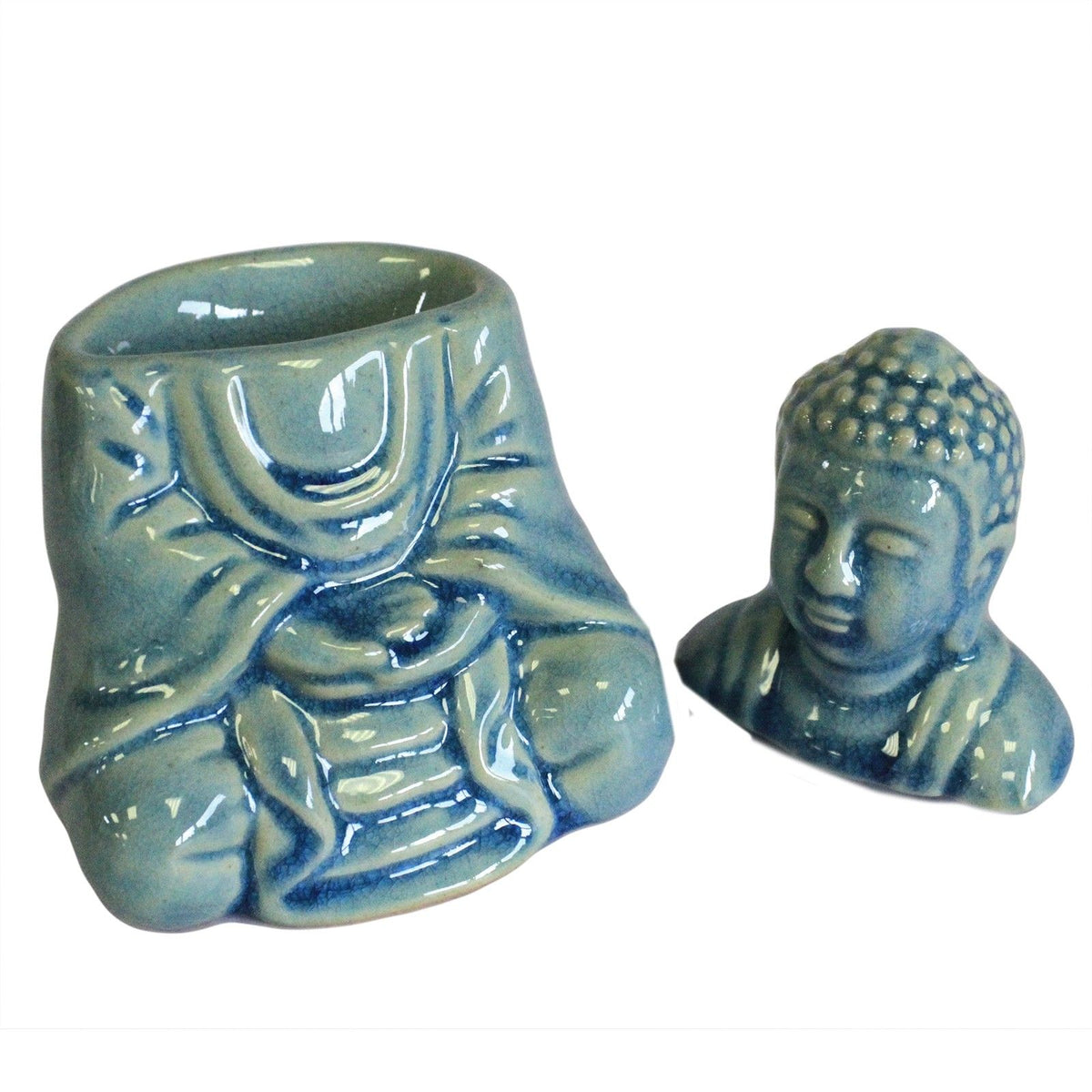 Sitting Buddha Oil Burner – alternate angle, NooEdge UK