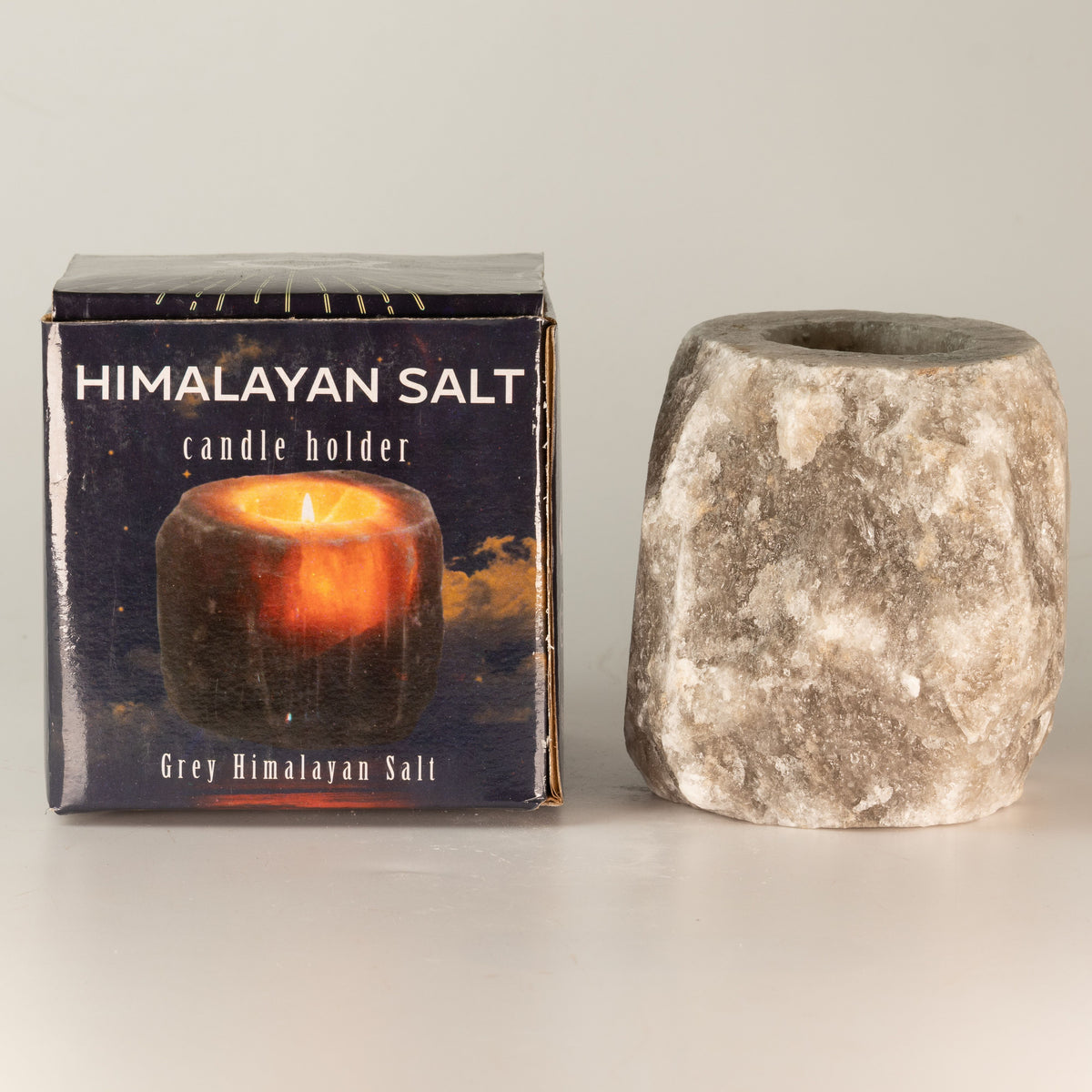 Himalayan Salt Candle Holder 600-800g – front view, NooEdge UK