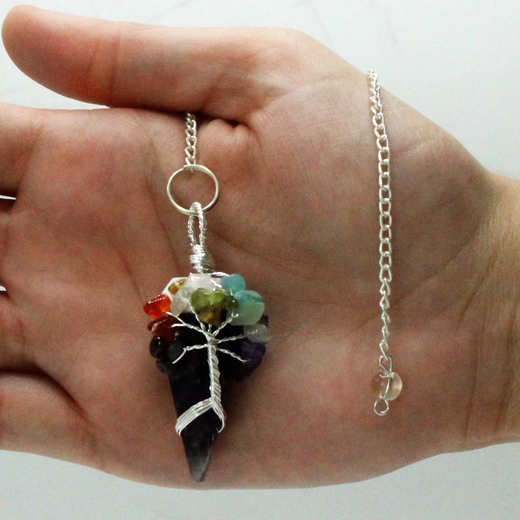 Magic Pendulum – Seven Chakra Amethyst close-up, NooEdge UK