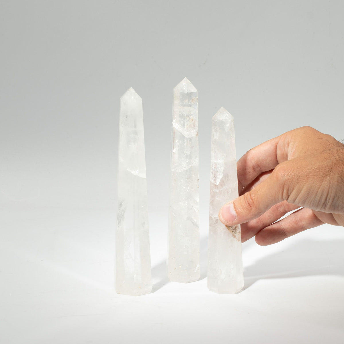 Gemstone Six Face Obelisk Points approx 17cm – Rock Crystal alternate view, NooEdge UK