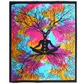 Double Cotton Bedspread + Wall Hanging – Yoga Tree, NooEdge UK