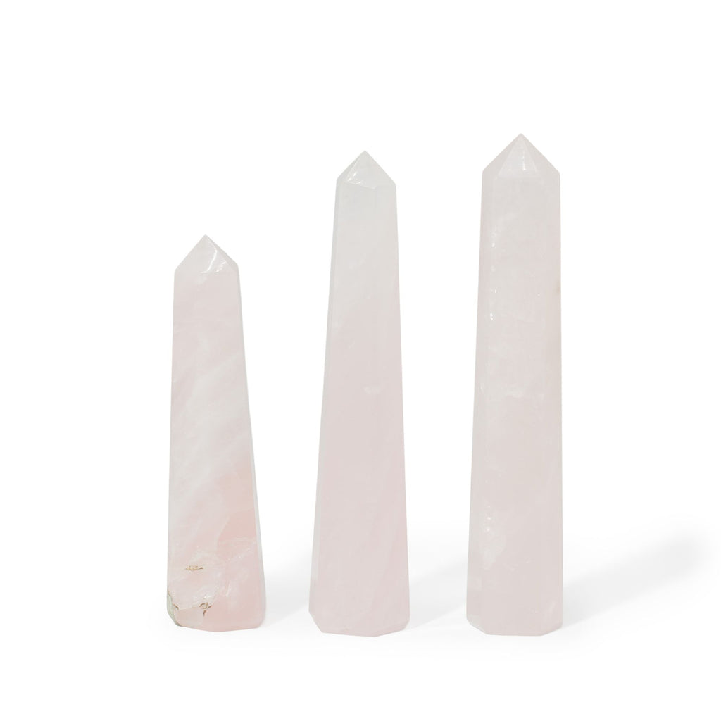 Gemstone Six Face Obelisk Point approx 11cm – Rose Quartz detail, NooEdge UK