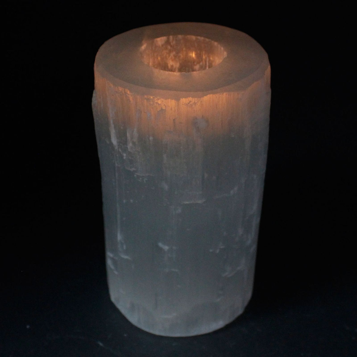 Selenite Cylinder Candle Holder – 15 cm alternate view, NooEdge UK
