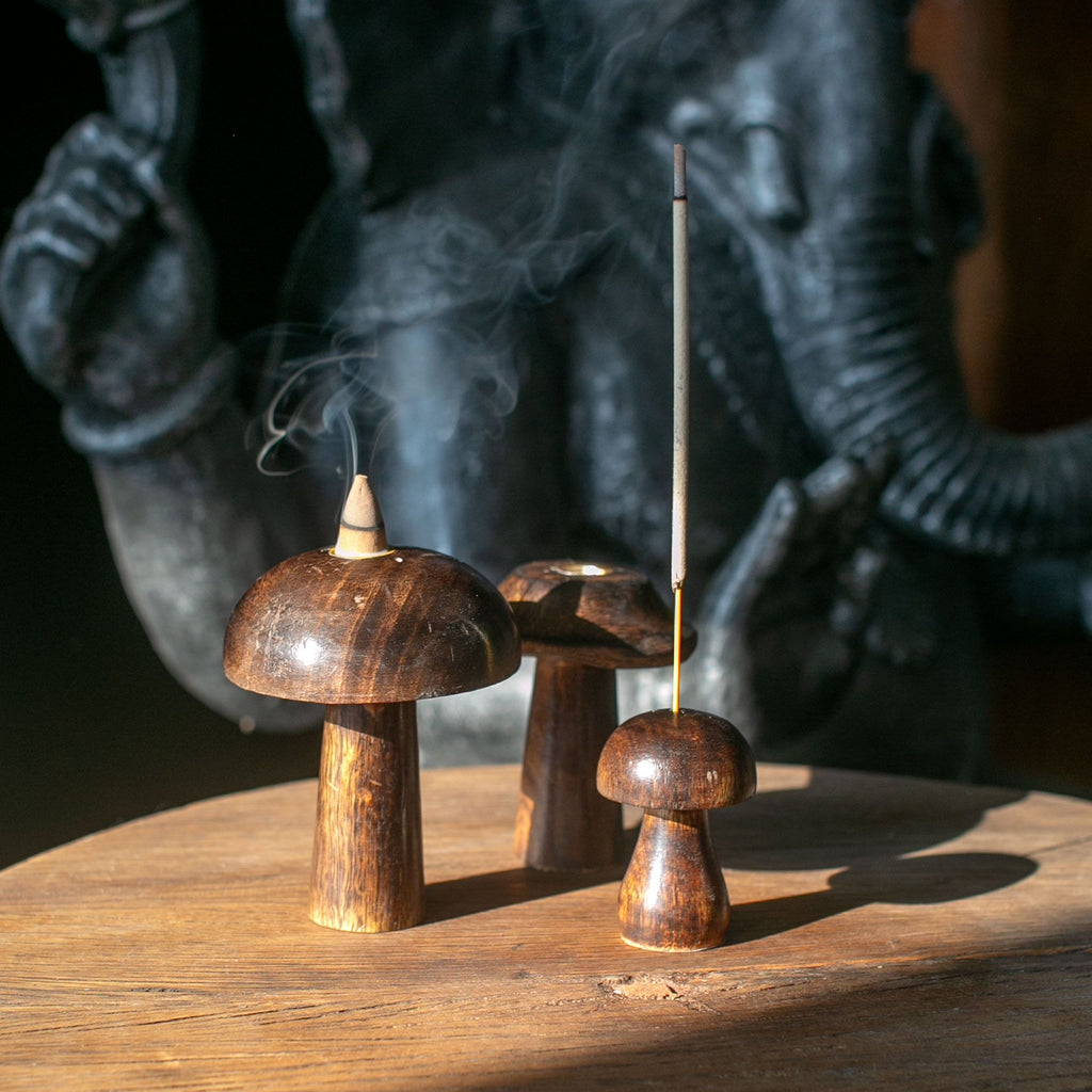 Set of 3 Mini Incense Mushrooms (8cm 7cm 6.5cm), NooEdge UK