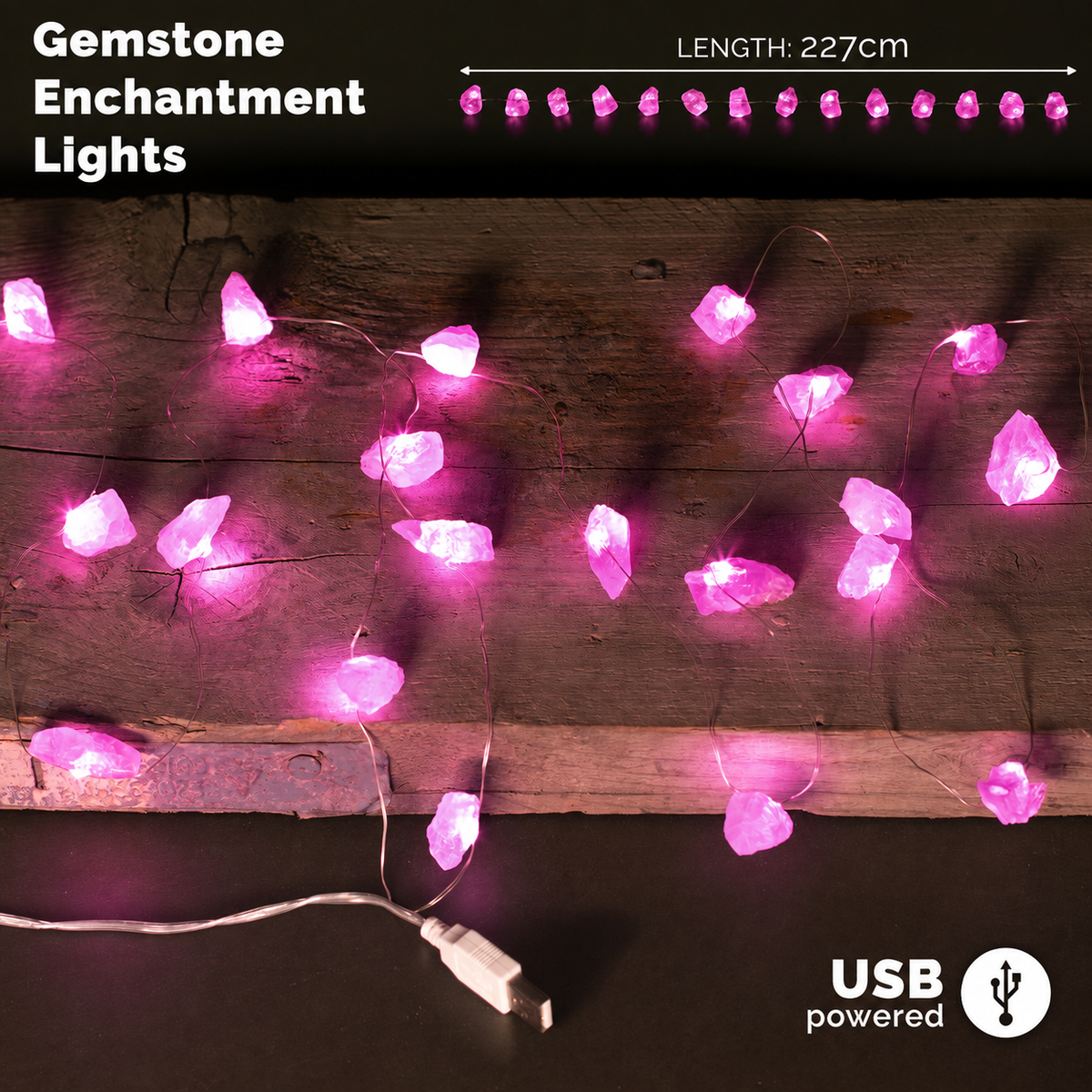 Gemstone Enchantment Lights – Rose Quartz, NooEdge UK