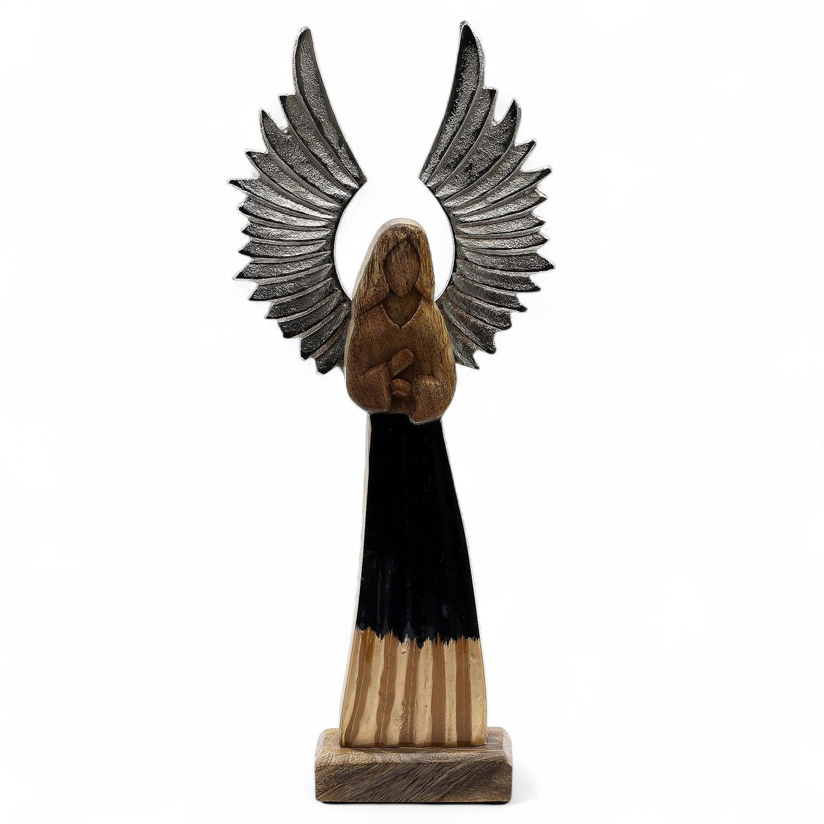 Large Mango Wood Angel with Metal Wings – Guardian, NooEdge UK