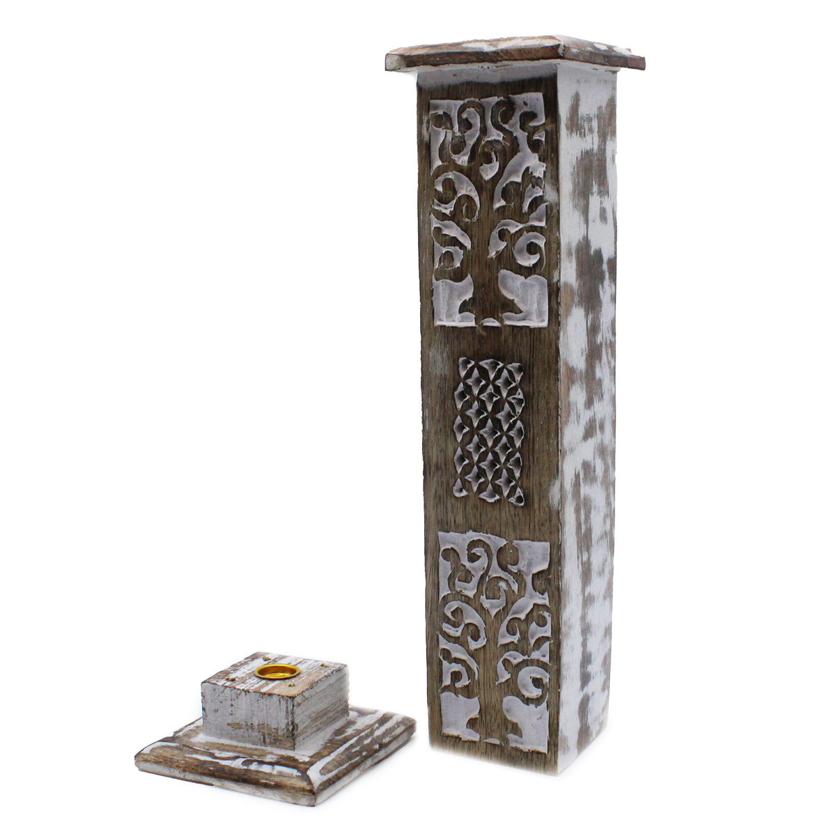 White Washed Incense Holder – Smoke Tower detail, NooEdge UK