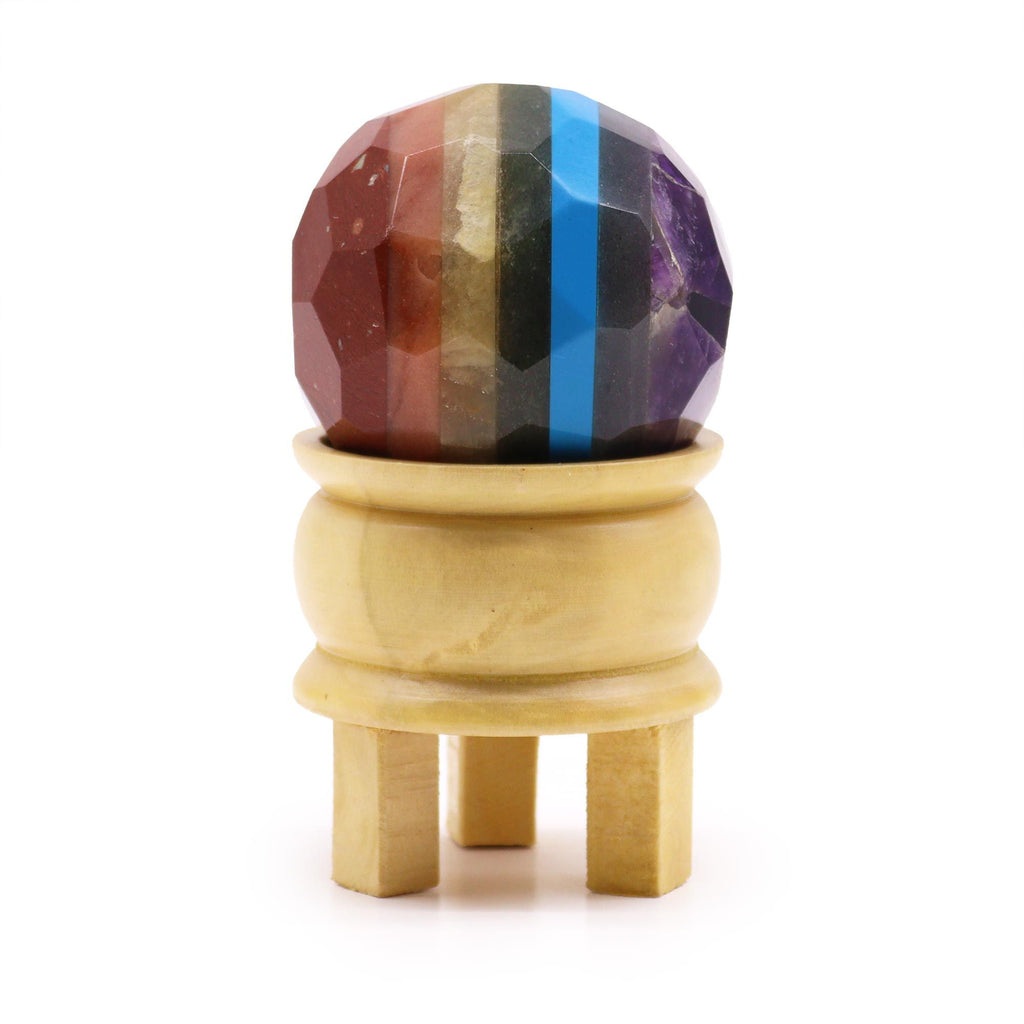 Gemstone Faceted Healing Ball & Stand – Seven Chakra – NooEdge UK