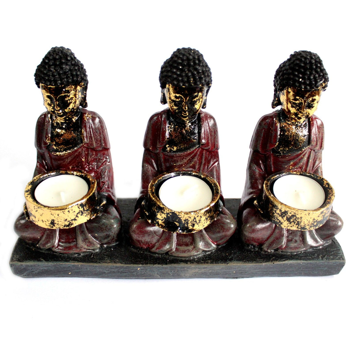 Antique Buddha – Three Devotees Candle Holder – NooEdge UK