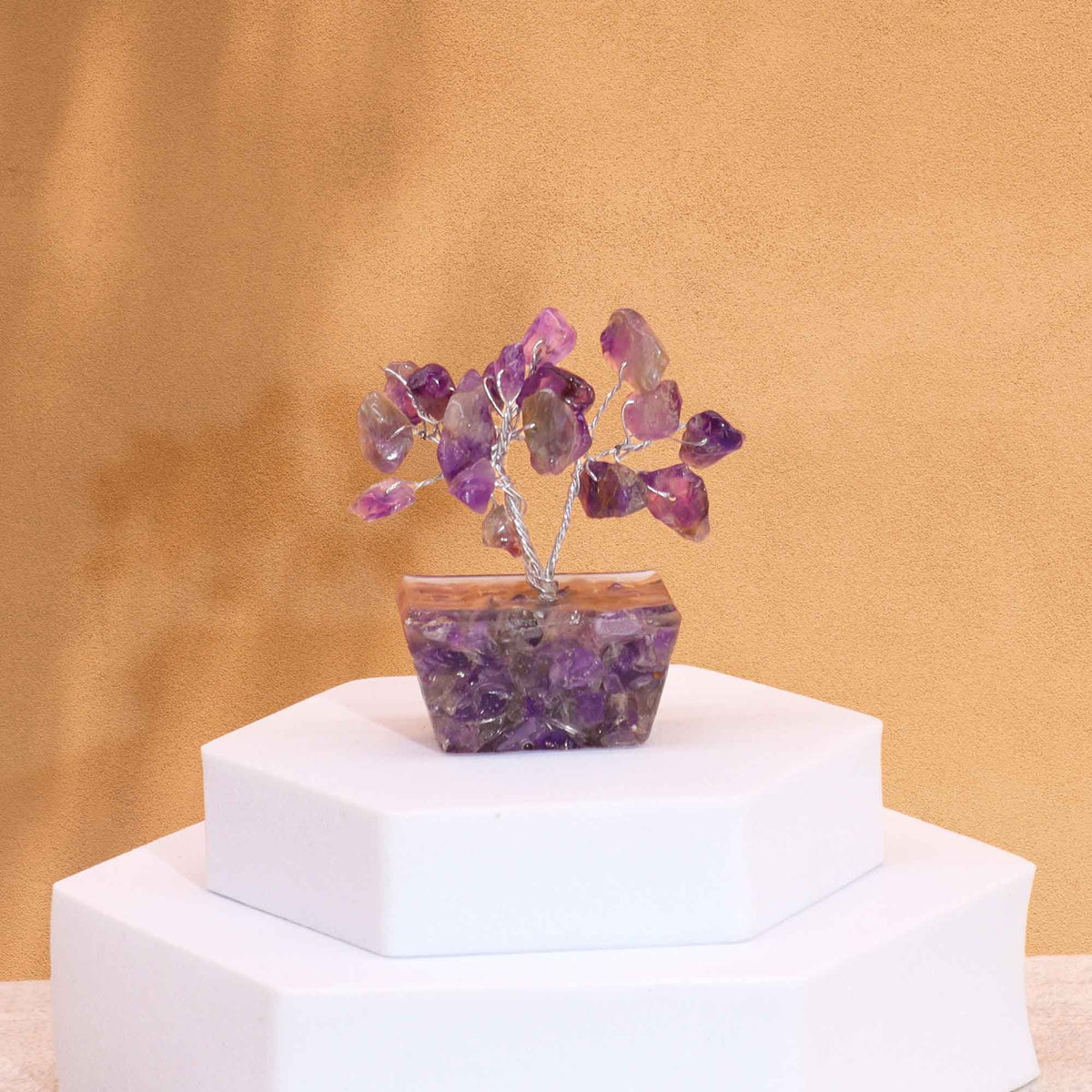 Mini Gemstone Tree on Orgonite Base – Amethyst (15 stones), NooEdge UK