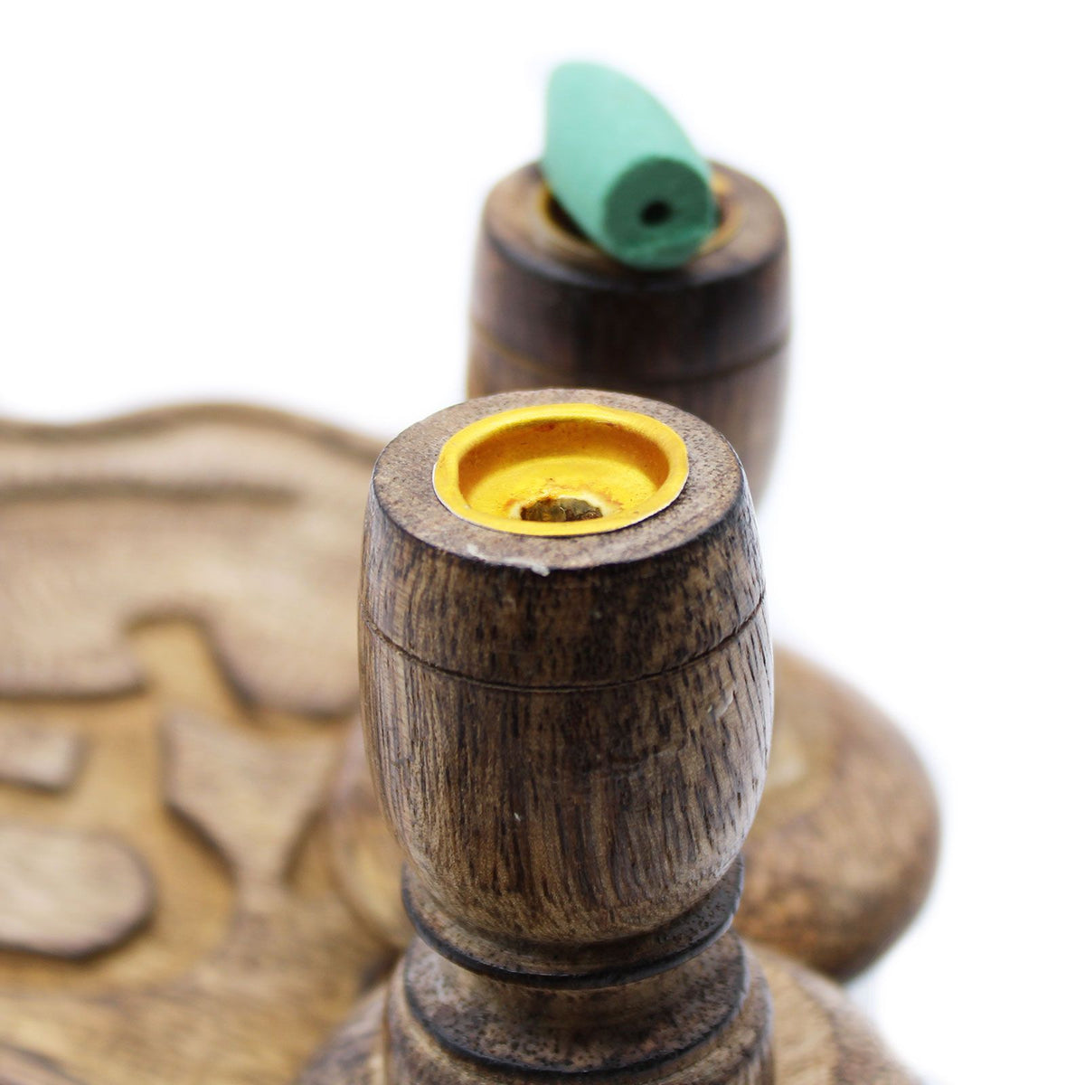 Small Mango Wood Backflow Burner – alternate angle, NooEdge UK
