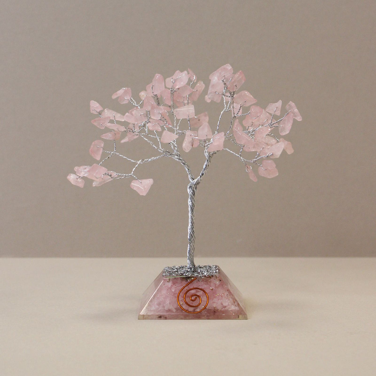 Gemstone Tree with Orgonite Base 80 Stone – Rose Quartz, NooEdge UK