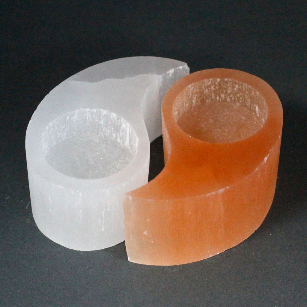 Selenite Yin Yang Candle Holder – NooEdge UK