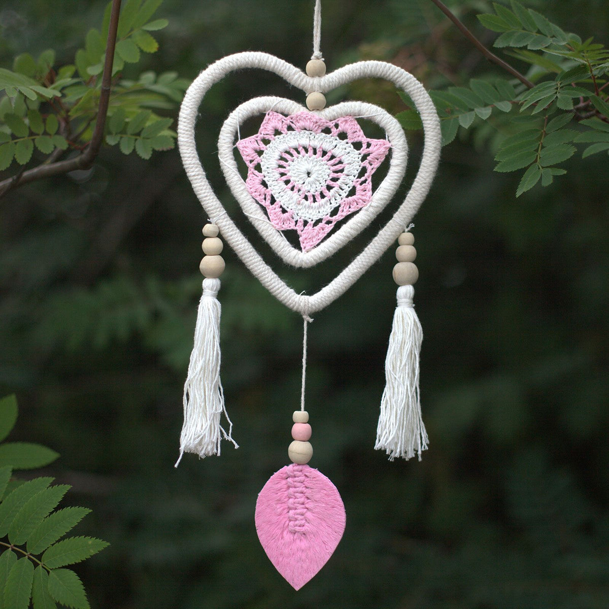 Dream Catcher – Medium Pink Heart in Heart, NooEdge UK